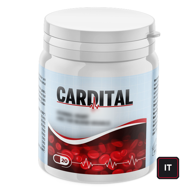 Cardital — astuccio e barattolo bianco, 20 capsule; scritta sul fronte sfocata